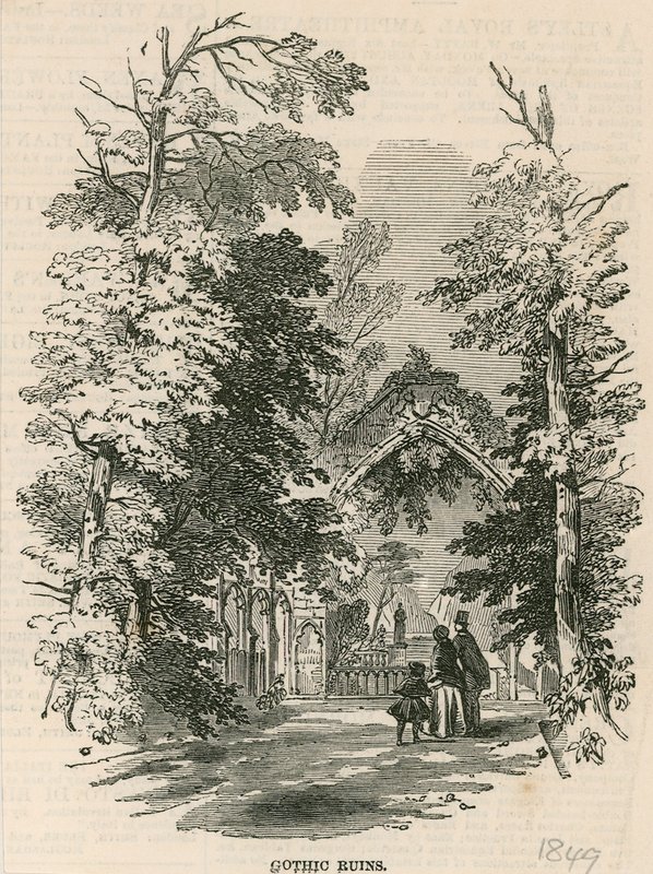 Giardini di Vauxhall, Londra: Le rovine gotiche da English School