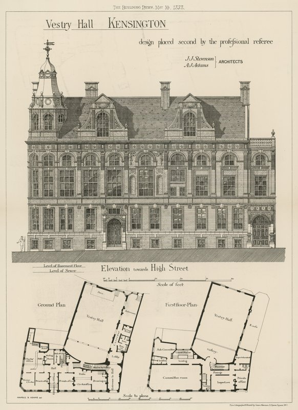 Vestry Hall, Kensington, progetto classificato secondo dal giudice professionale da English School