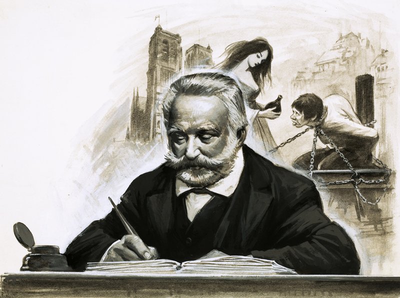 Victor Hugo che scrive il suo romanzo Notre Dame de Paris da English School