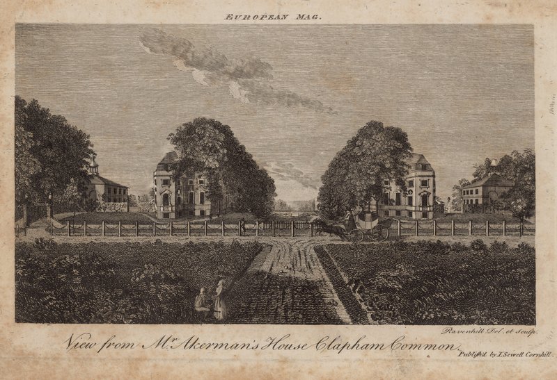 Vista dalla casa del signor Ackerman, Clapham Common, Surrey da English School