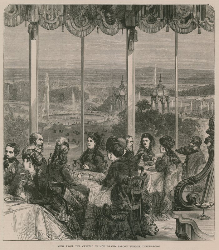 Vista dalla Sala Grande del Crystal Palace, sala da pranzo estiva da English School