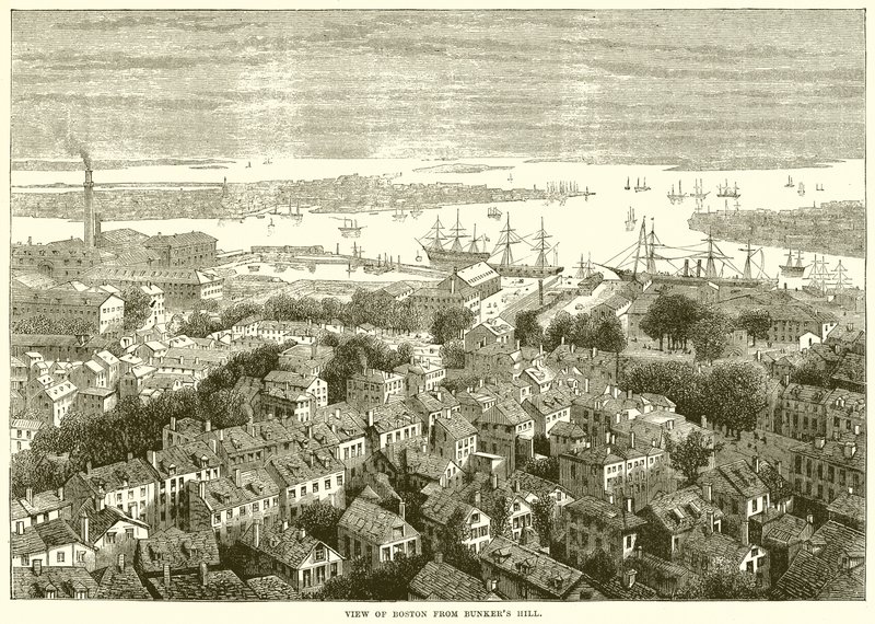 Vista di Boston da Bunkers Hill da English School