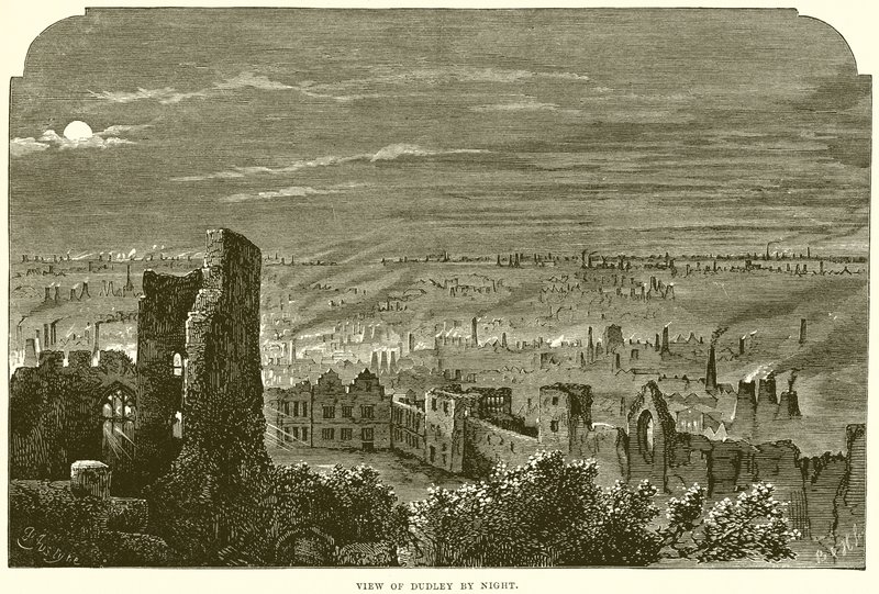 Veduta di Dudley di notte da English School