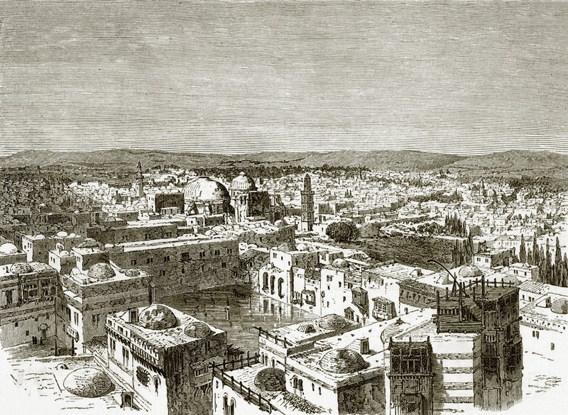 Veduta di Gerusalemme dalla piscina di Ezechia da English School