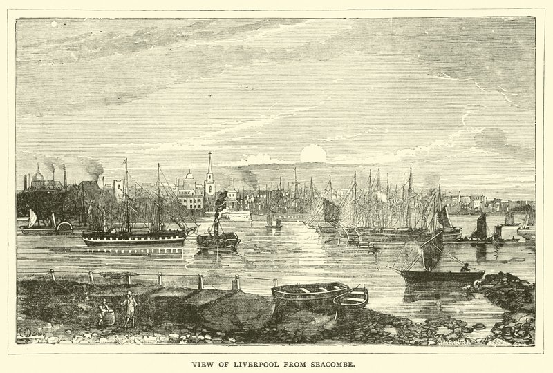 Vista di Liverpool da Seacombe da English School