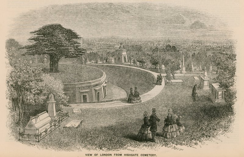Vista di Londra dal Cimitero di Highgate da English School