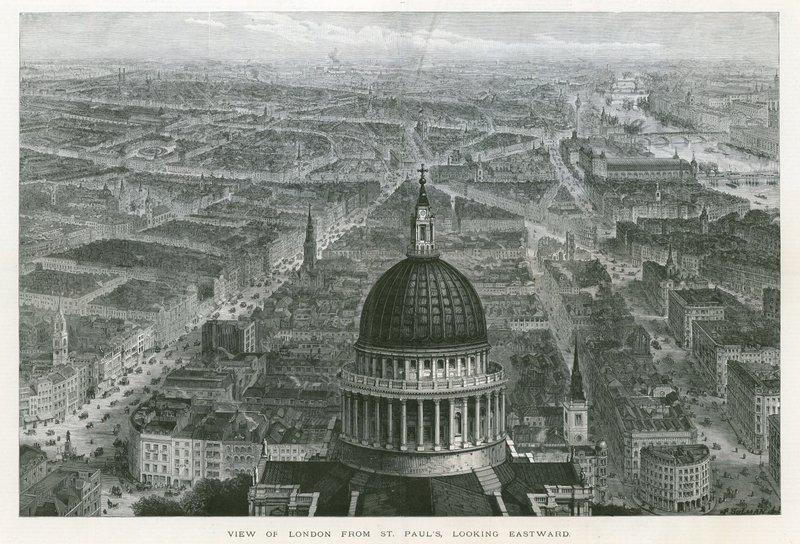 Veduta di Londra dalla Cattedrale di St Paul, guardando verso est da English School
