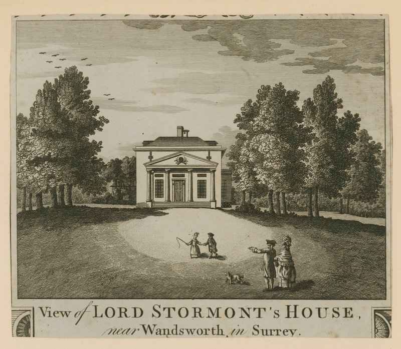 Vista della casa di Lord Stormont vicino a Wandsworth nel Surrey da English School
