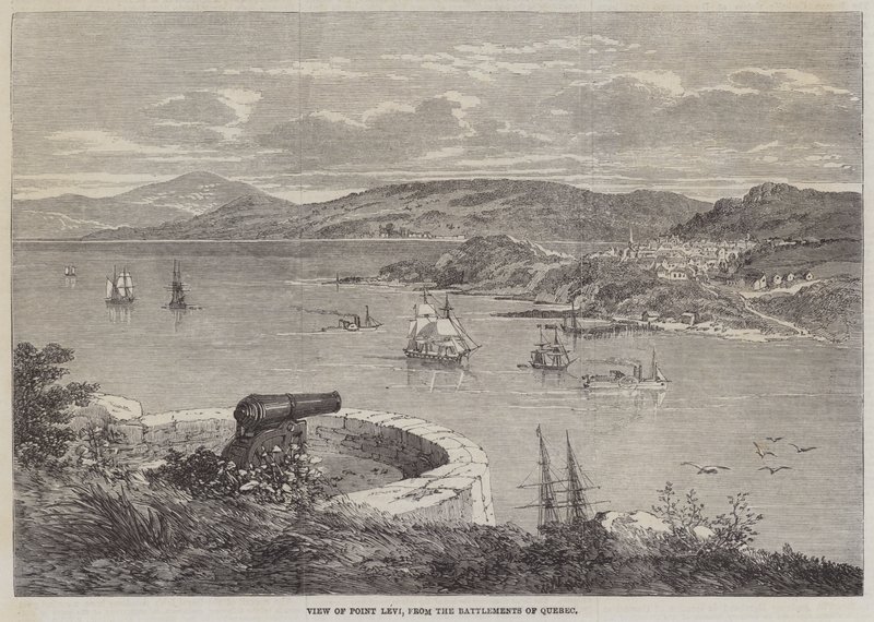 Vista di Point Levi, dalle Mura di Quebec (incisione) da English School