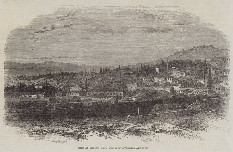 Veduta di Smirne da Ovest, Quartiere Turco (incisione) da English School
