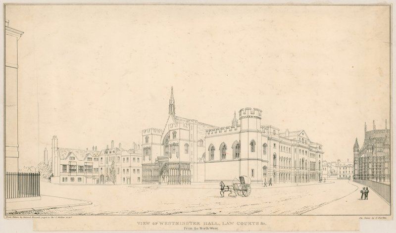 Vista della Sala di Westminster, Tribunali, ecc., dal nord-ovest da English School