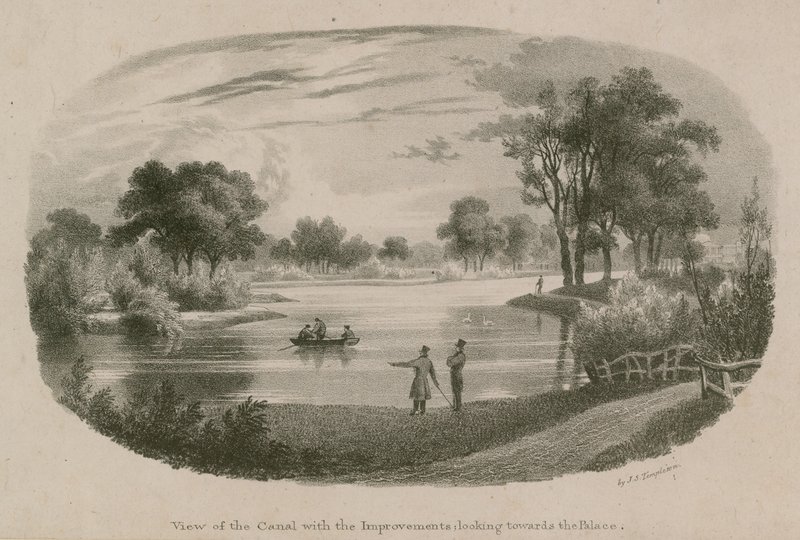 Vista del Canale, St Jamess Park, Londra, prima dei miglioramenti da English School