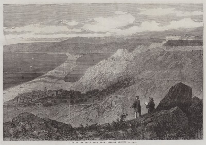 Veduta della Chesil Bank, dalle Altezze di Portland da English School