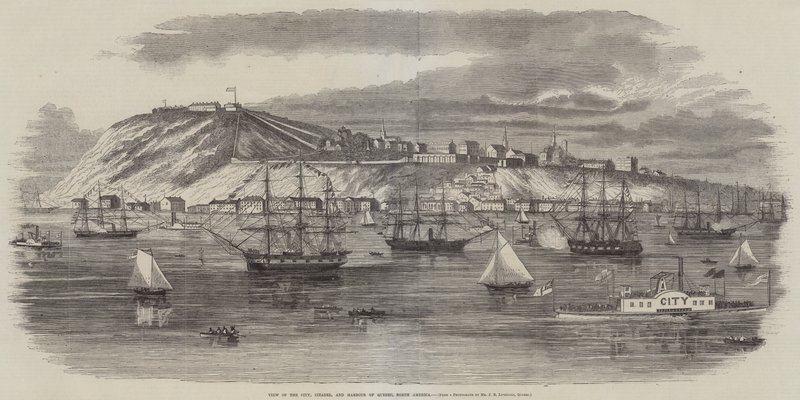 Veduta della città, cittadella e porto di Quebec, Nord America da English School
