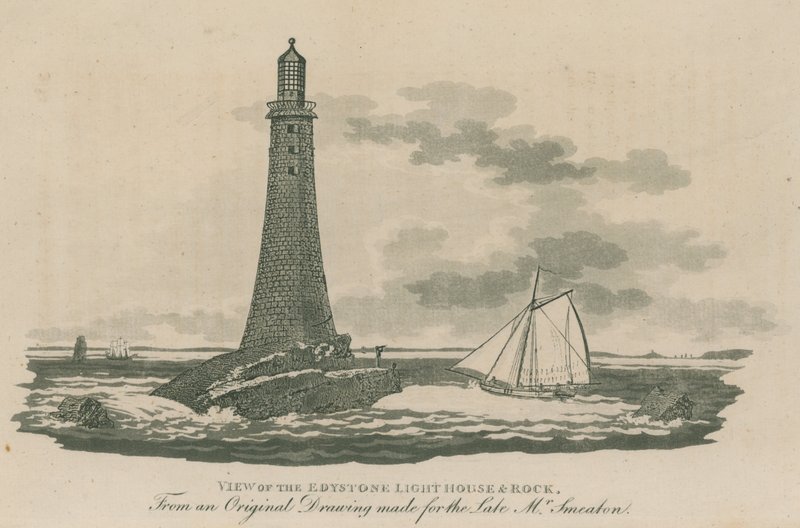 Veduta del faro di Edystone e della roccia da English School