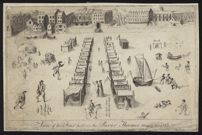 Veduta della fiera tenutasi sul fiume Tamigi, 1683-1684 da English School