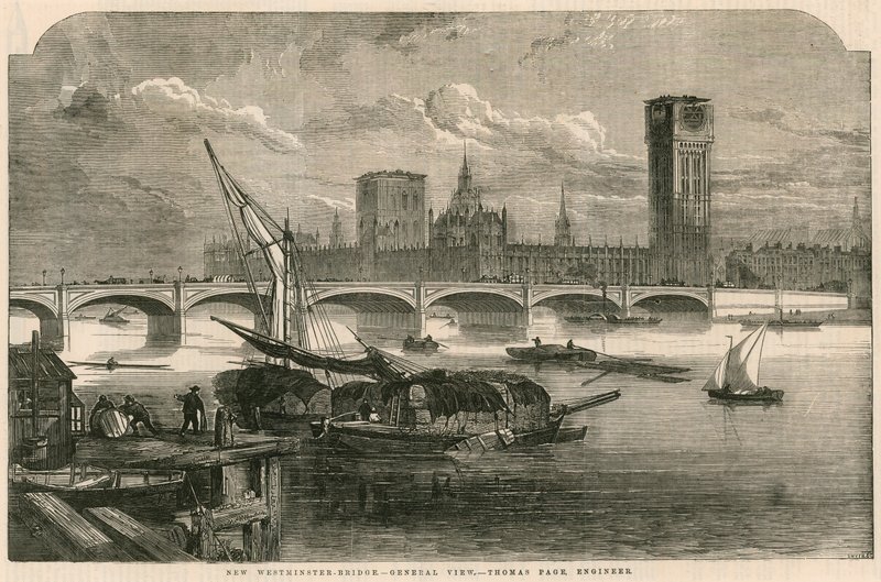 Vista del nuovo Ponte di Westminster, Londra da English School