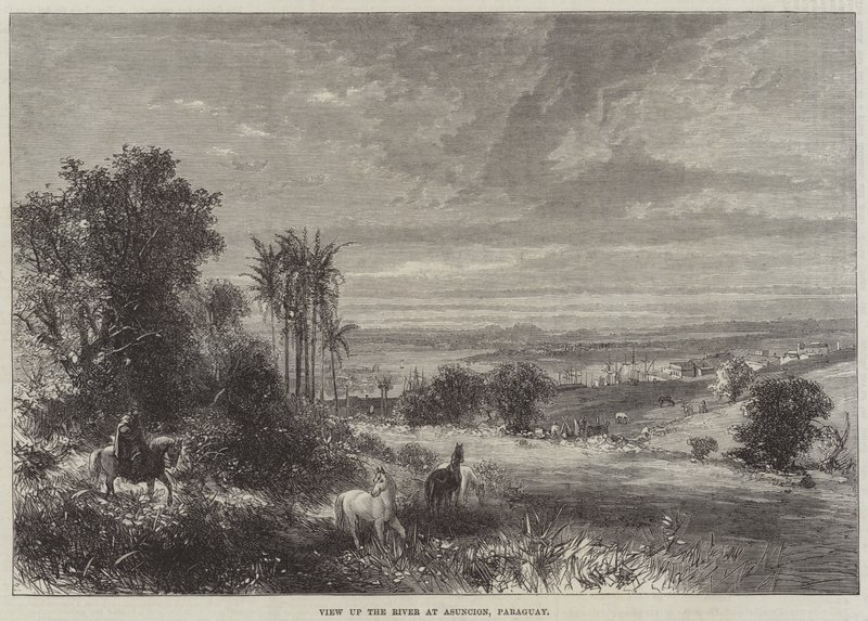 Veduta del fiume ad Asuncion, Paraguay (incisione) da English School