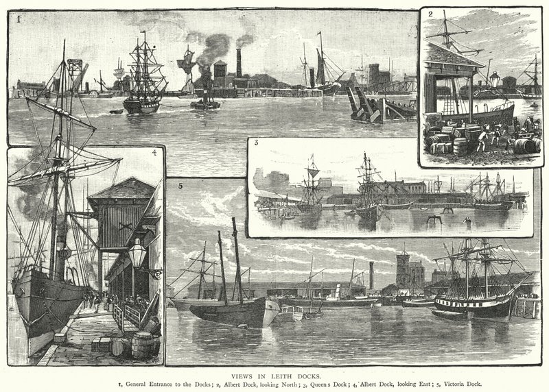 Vedute dei moli di Leith da English School