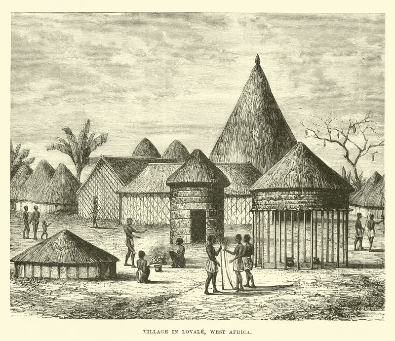 Villaggio a Lovale, Africa Occidentale da English School