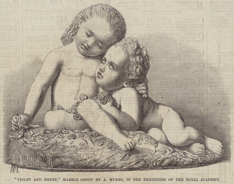 "Violet e Henry," gruppo in marmo di A Munro, nell