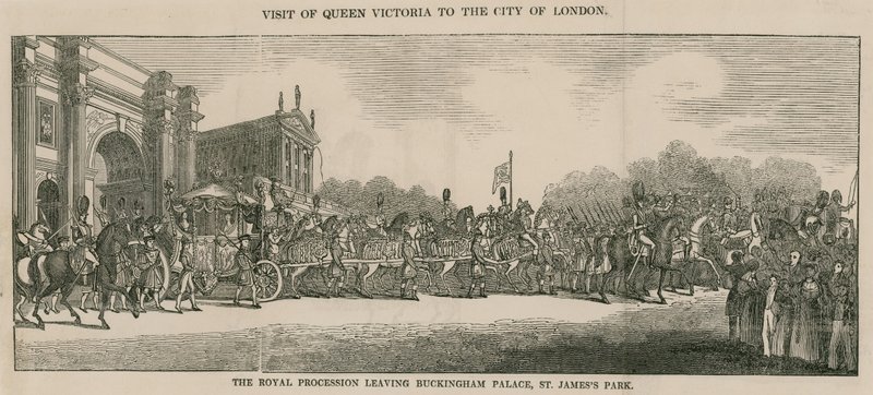 Visita della Regina Vittoria alla Città di Londra, lasciando Buckingham Palace da English School