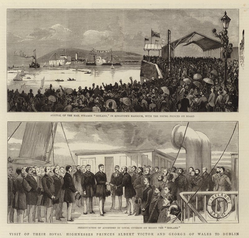 Visita delle Loro Altezze Reali i Principi Albert Victor e George del Galles a Dublino da English School