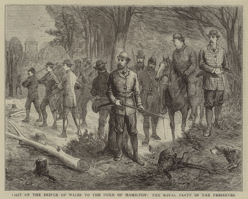 Visita del Principe di Galles al Duca di Hamilton, la festa reale nelle riserve (incisione) da English School
