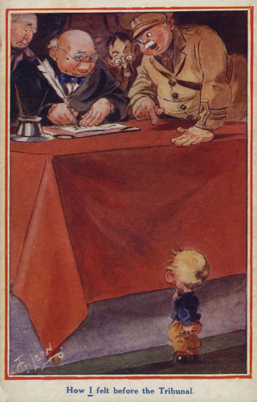 Cartolina di propaganda della Prima Guerra Mondiale di un obiettore di coscienza da English School