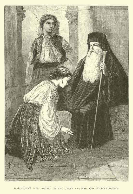 Popa valacco, prete della Chiesa greca, e contadine da English School