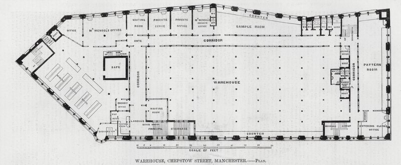 Magazzino, Chepstow Street, Manchester (incisione) da English School