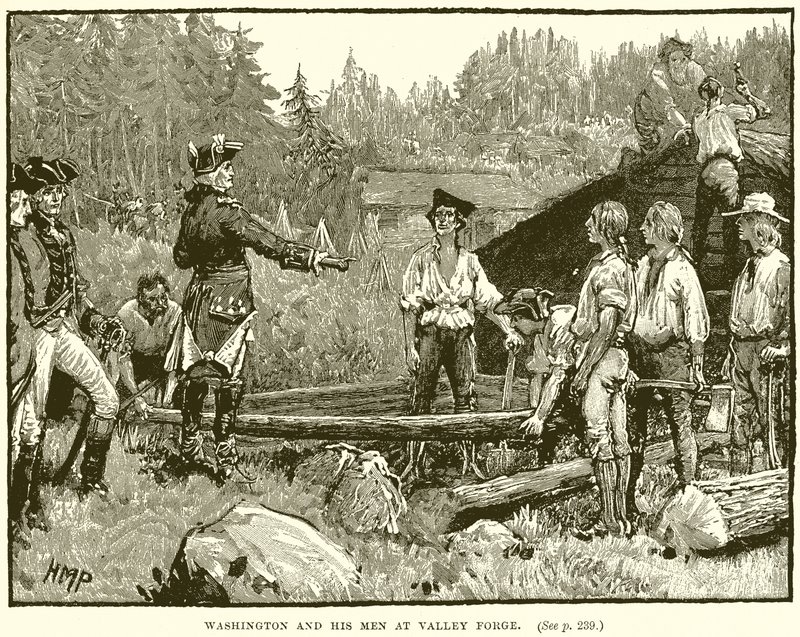 Washington e i suoi uomini a Valley Forge da English School