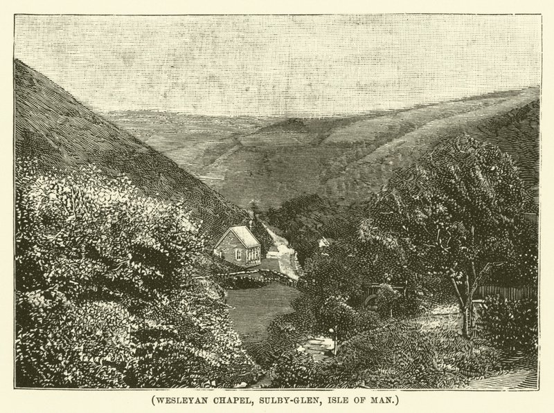 Cappella Wesleyana, Sulby-Glen, Isola di Man (incisione) da English School
