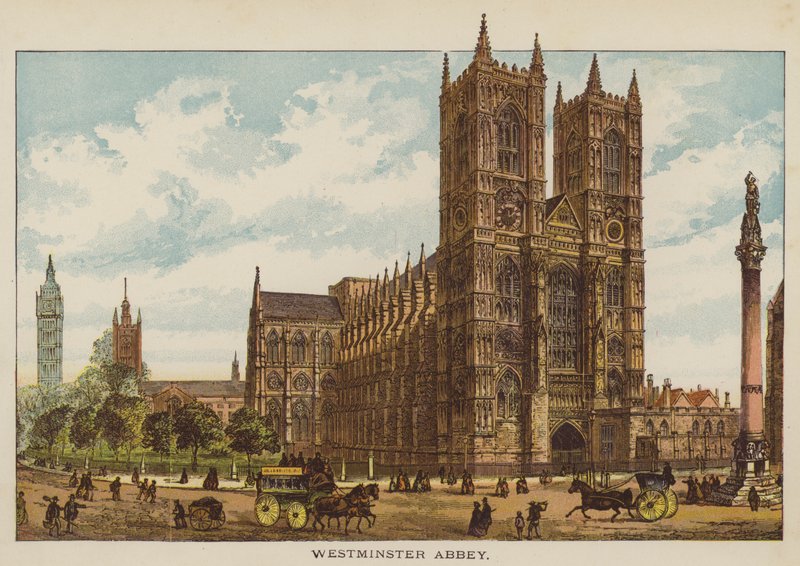 Abbazia di Westminster (incisione colorata) da English School
