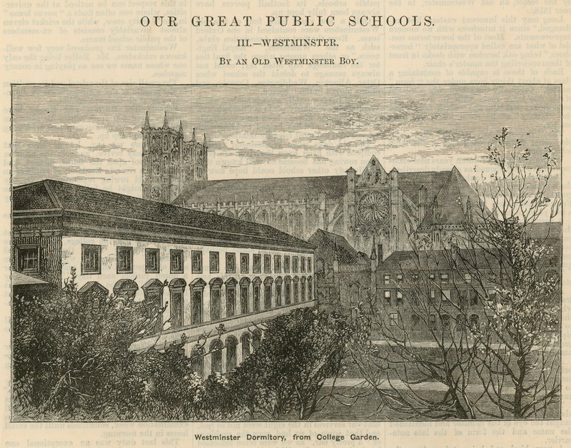 Dormitorio di Westminster, dal College Garden da English School