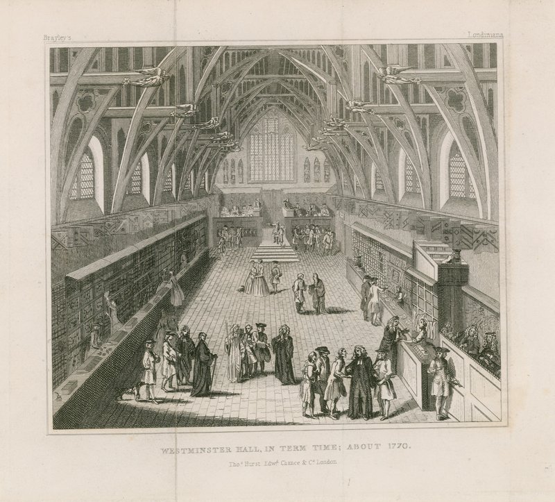 Westminster Hall in periodo di sessione, circa 1770 da English School