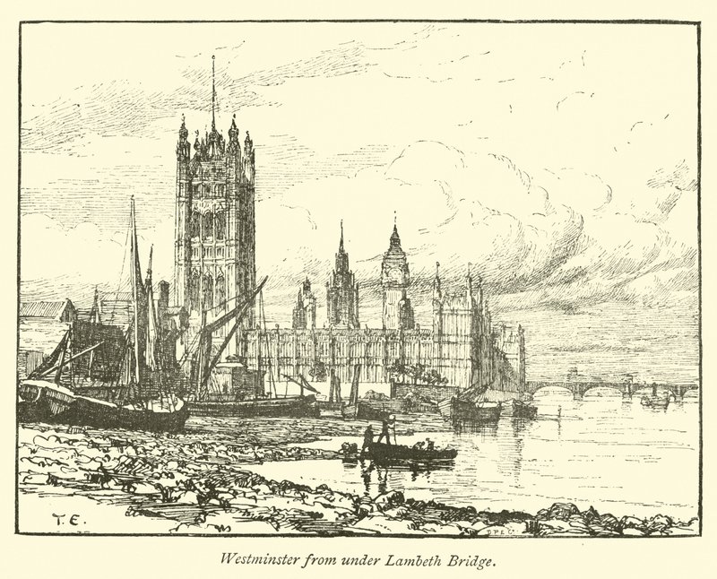 Westminster da sotto il ponte di Lambeth da English School
