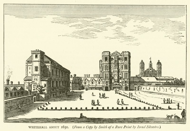 Whitehall circa 1650, da una copia di Smith di una rara stampa di Israel Silvestre da English School