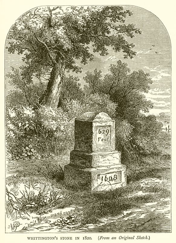 Pietra di Whittington nel 1820 da English School