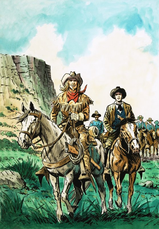 William Cody guida una colonna di cavalieri americani da English School