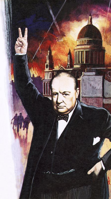 Winston Churchill durante il Blitz da English School