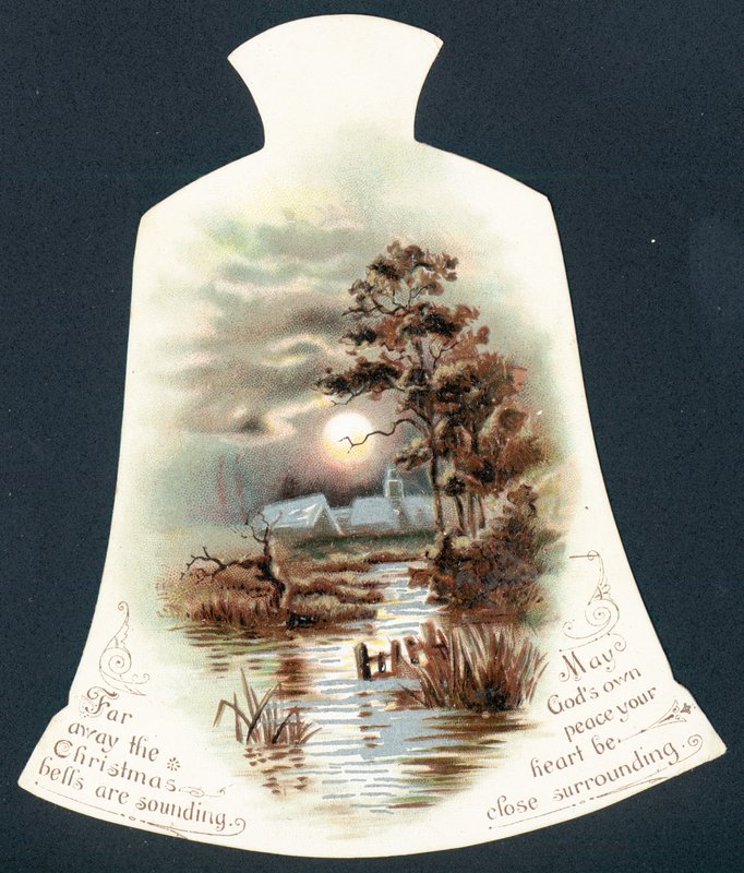 Scena invernale, forma di campana, Cartolina di Natale da English School