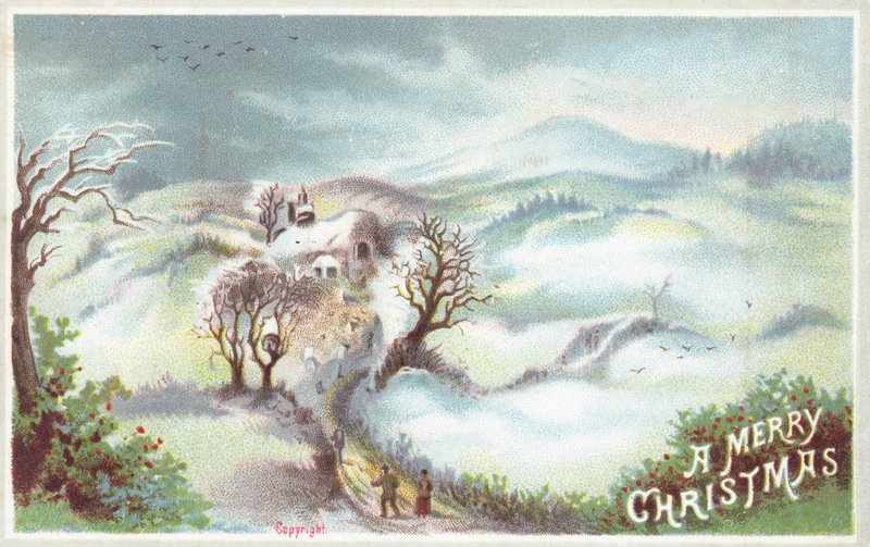 Scena invernale, cartolina di Natale da English School