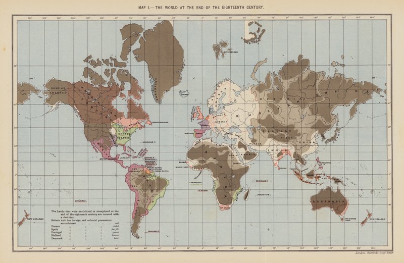 Il mondo alla fine del XVIII secolo da English School