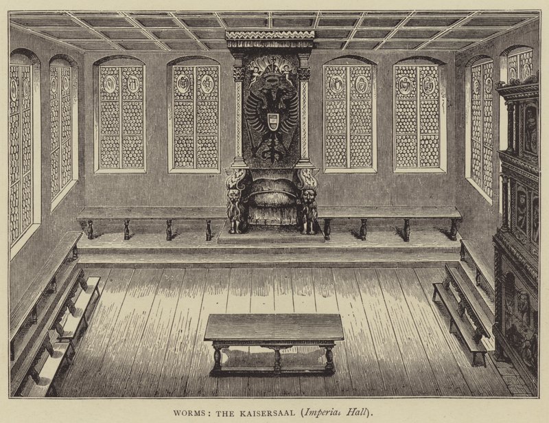 Worms, La Kaisersaal, Sala Imperiale (incisione) da English School