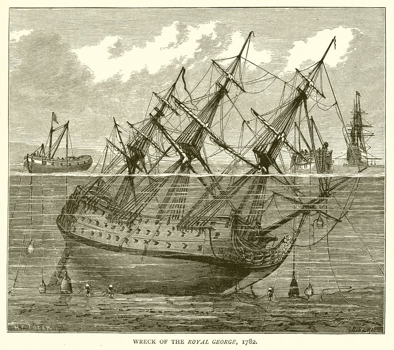 Naufragio della Royal George, 1782 da English School