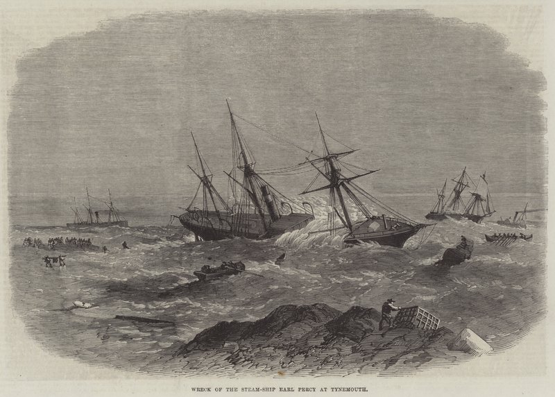 Naufragio della nave a vapore Earl Percy a Tynemouth da English School