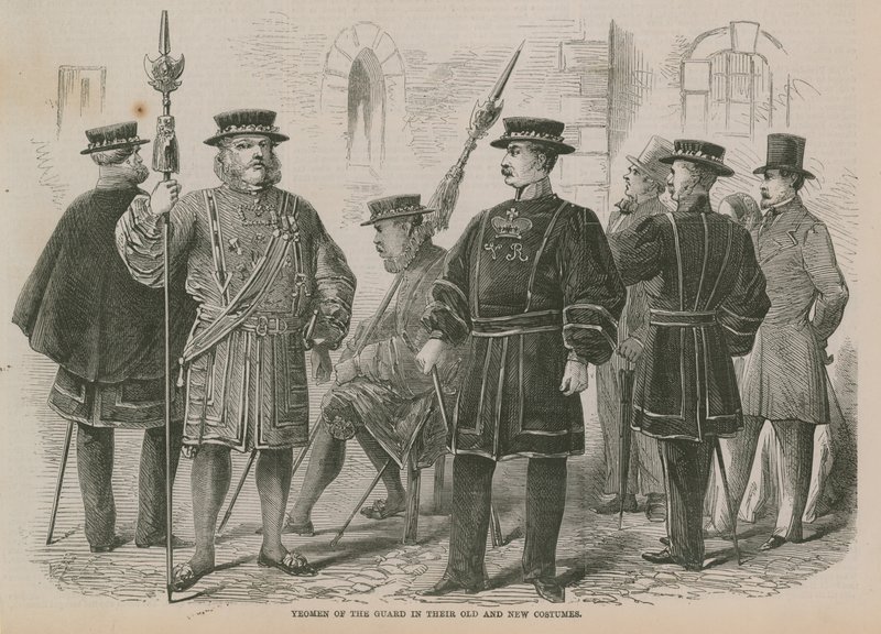 Yeomen della Guardia nei loro vecchi e nuovi costumi da English School