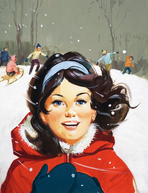 Giovane ragazza che si gode la neve da English School