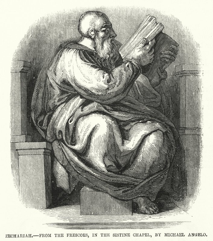 Zaccaria, dagli affreschi nella Cappella Sistina, di Michelangelo da English School